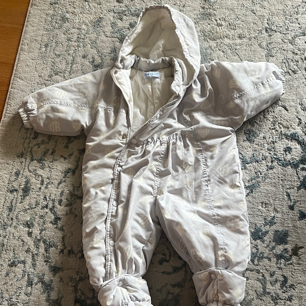 Clayeux Light Gray Puffer Jacket with Pale Yellow Accents